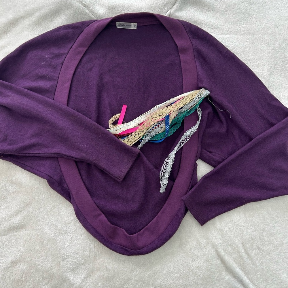 Purple Open Front Cardigan